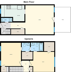 Two Bedroom / Two and 1/2 Bath TH